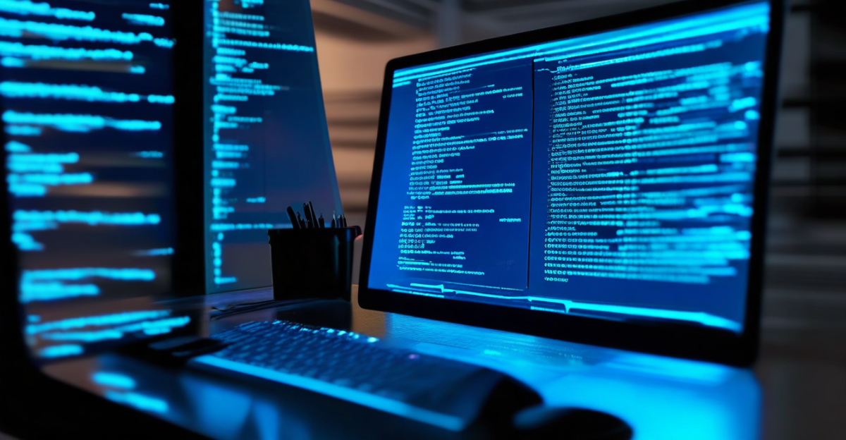 Developer reviewing AI coding assistant suggestions on a dual monitor setup