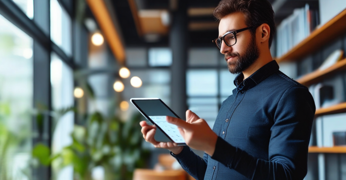 Small business owner using AI tools on laptop
