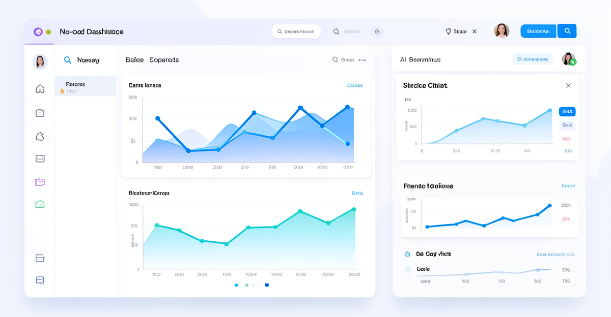 A professional reviews dashboard insights using AI-powered analytics tools on screen