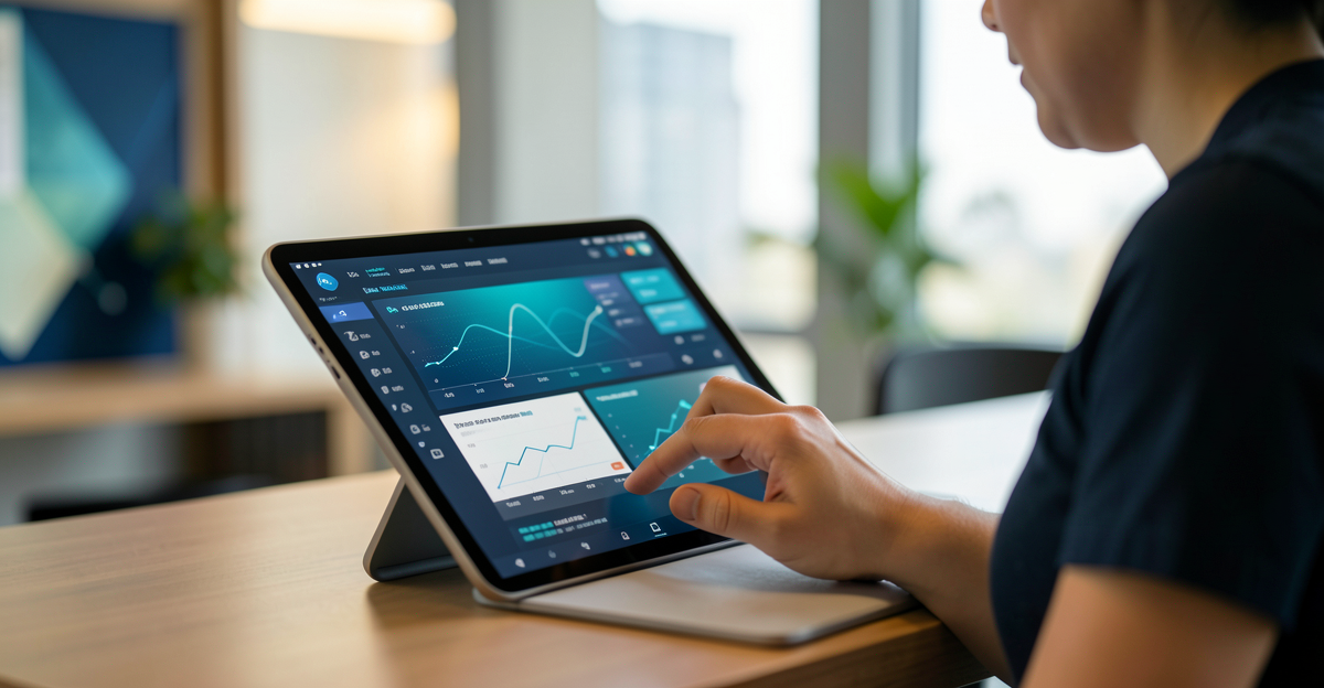 Small business owner using AI tools to streamline daily operations and boost productivity